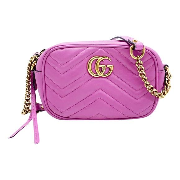 Gucci Handbags - Gucci Marmont Mini Matelasse Gg Pink Leather